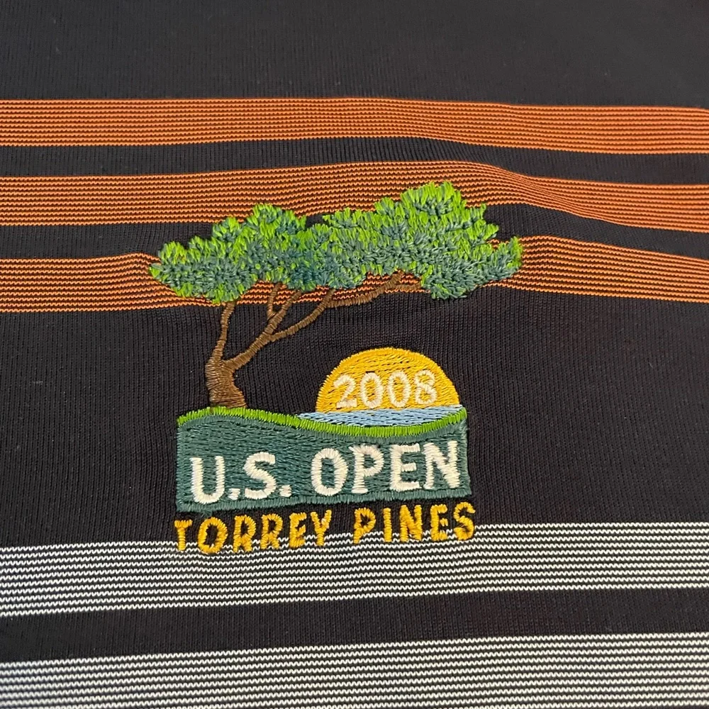 Adidas 2008 U.S. OPEN TORREY PINES Logo Horizontal Striped Golf‎ Shirt Size L